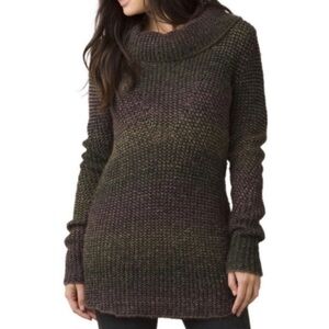 Prana Chunky Knit Hunter Tunic Long Sleeve Cowl Neck Wool Blend Sweater Large